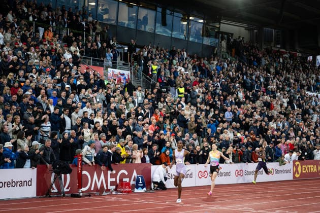 260610 Alison dos Santos of Brazil and Karsten Warholm of Norway compete in men™s 400 meter hurdlesduring the Diamond League athletics competition Bislett Games on June 10, 2026 in Oslo Photo Jon Olav Nesvold BILDBYRAN COP 217 MM0071 bbeng friidrett friidrott athletics diamond league bislett games 2026 bislett games norge norway  Copyright: JONxOLAVxNESVOLD BB260610JE066