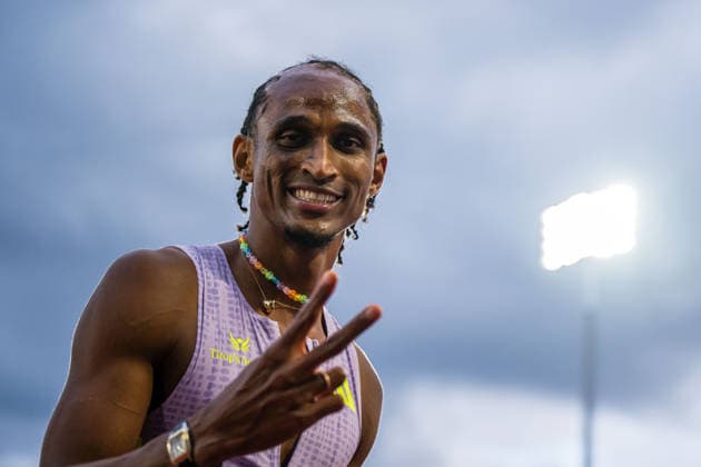 260610 Alison dos Santos of Brazil celebrates after men™s 400 meter hurdles during the Diamond League athletics competition Bislett Games on June 10, 2026 in Oslo Photo Marius Simensen BILDBYRAN COP 238 MM0071 athletics bbeng bislett games bislett games 2026 diamond league friidrett friidrott jubel norge norway  Copyright: MARIUSxSIMENSEN BB260610BB866