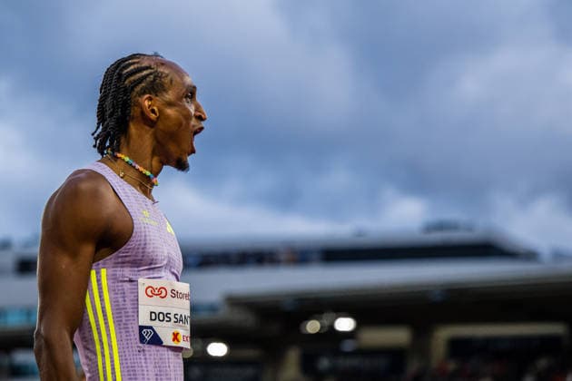 260610 Alison dos Santos of Brazil celebrates after men™s 400 meter hurdles during the Diamond League athletics competition Bislett Games on June 10, 2026 in Oslo Photo Marius Simensen BILDBYRAN COP 238 MM0071 athletics bbeng bislett games bislett games 2026 diamond league friidrett friidrott jubel norge norway  Copyright: MARIUSxSIMENSEN BB260610BB867