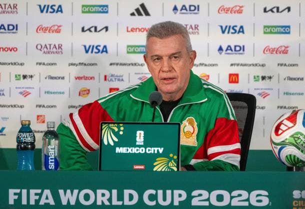 Soccer, Men, 2025 26 season, FIFA Word Cup 2026 in Mexico, Canada and USA, Mexico City one day local time before the opening match, in the picture press conference coach Javier Aguirre Mexico in the media center at the Azteca Stadium, 10 06 2026, Copyright: xMatthiasxKochx