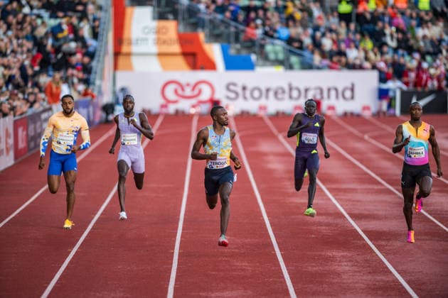 Wanda Diamond League Oslo OSLO, DF - 10.06.2026: WANDA DIAMOND LEAGUE OSLO - Letsile Tebogo easily wins the 200m sprint at the Wanda Diamond League Oslo event at Bislett Stadion, Norway. (Photo: Adam Escada Fotoarena) x2959639x  AdamxEscada