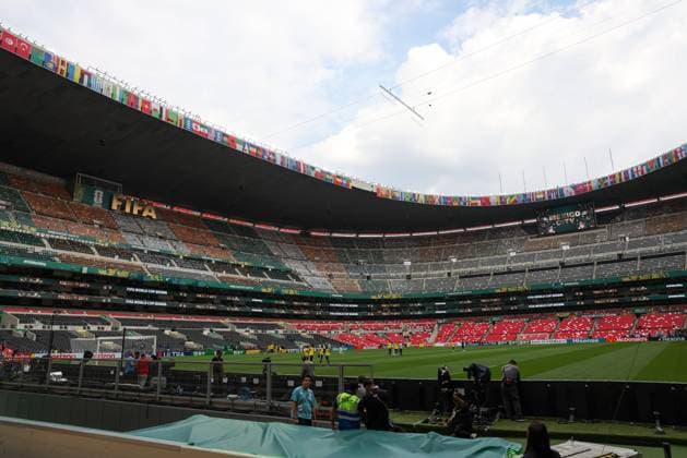 Fußball, FIFA WM 2026, Nationalteam Südafrika, Platzbegehung im Aztekenstadion Mexican national team, Nationalteam coach Javier Aguirre speaks to journalists at the press center of the Azteca Stadium in Mexico City. Mexico City, Mexico, June 10, 2026 - Football - View of the Azteca Stadium in Mexico City, Mexico, this Wednesday, June 10. Mexico faces South Africa tomorrow in the opening of the 2026 World Cup.(Foto: William Volcov Brazil Photo Press Brazil Photo Press) INTERNATIONAL Mexico City mexico Copyright: xWILLIAMxVOLCOVx