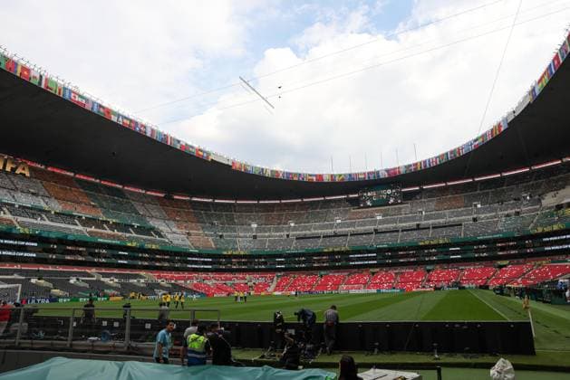 Fußball, FIFA WM 2026, Nationalteam Südafrika, Platzbegehung im Aztekenstadion Mexican national team, Nationalteam coach Javier Aguirre speaks to journalists at the press center of the Azteca Stadium in Mexico City. Mexico City, Mexico, June 10, 2026 - Football - View of the Azteca Stadium in Mexico City, Mexico, this Wednesday, June 10. Mexico faces South Africa tomorrow in the opening of the 2026 World Cup.(Foto: William Volcov Brazil Photo Press Brazil Photo Press) INTERNATIONAL Mexico City mexico Copyright: xWILLIAMxVOLCOVx
