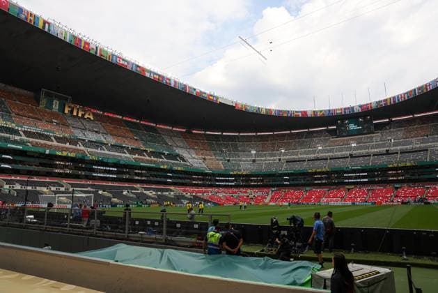 Fußball, FIFA WM 2026, Eindrücke vom Aztekenstadion am Vortag des Eröffnungssspiels in Mexiko-Stadt Mexican national team, Nationalteam coach Javier Aguirre speaks to journalists at the press center of the Azteca Stadium in Mexico City. Mexico City, Mexico, June 10, 2026 - Football - View of the Azteca Stadium in Mexico City, Mexico, this Wednesday, June 10. Mexico faces South Africa tomorrow in the opening of the 2026 World Cup.(Foto: William Volcov Brazil Photo Press Brazil Photo Press) INTERNATIONAL Mexico City mexico Copyright: xWILLIAMxVOLCOVx