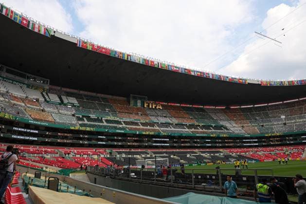 Fußball, FIFA WM 2026, Nationalteam Südafrika, Platzbegehung im Aztekenstadion Mexican national team, Nationalteam coach Javier Aguirre speaks to journalists at the press center of the Azteca Stadium in Mexico City. Mexico City, Mexico, June 10, 2026 - Football - View of the Azteca Stadium in Mexico City, Mexico, this Wednesday, June 10. Mexico faces South Africa tomorrow in the opening of the 2026 World Cup.(Foto: William Volcov Brazil Photo Press Brazil Photo Press) INTERNATIONAL Mexico City mexico Copyright: xWILLIAMxVOLCOVx