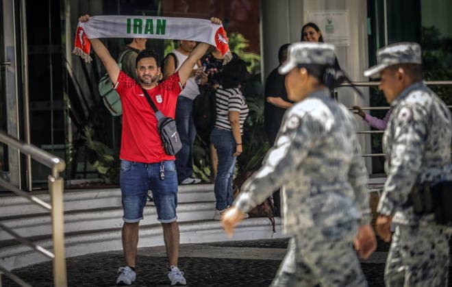 Football, FIFA World Cup 2026, Iran national team, fans outside the team hotel in Tijuana