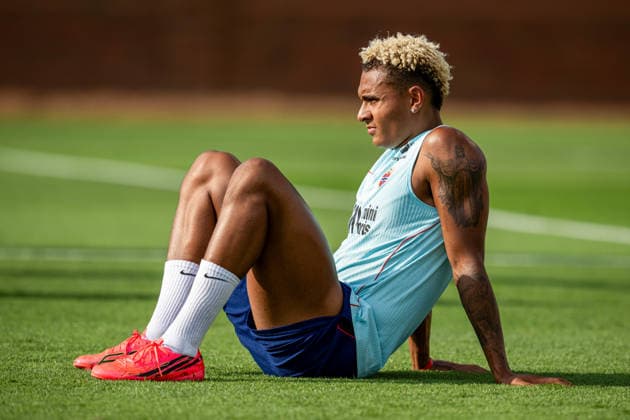 260610 Antonio Nusa of the Norwegian national football team at an open training session during day 1 of the FIFA World Cup 2026 on June 10, 2026 in Greensboro Photo Vegard Grott BILDBYRAN kod VG VG0945 bbeng fotball football soccer fotboll fifa world cup vm fotball vm norge norway trening träning träning practice  Copyright: VEGARDxGRoTT BB260610VG043