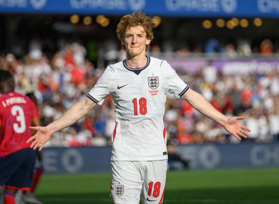 10 June 2026 - England v Costa Rica - Pre World Cup Friendly - Inter&Co Stadium - Orlando - Florida - USA. England v Costa Rica - Pre World Cup Friendly - Inter&Co Stadium - Orlando - Florida - USA. Anthony Gordon celebrates scoring his second half penalty. Picture : Mark Pain ORLANDO USA  Copyright: xMarkxPainx