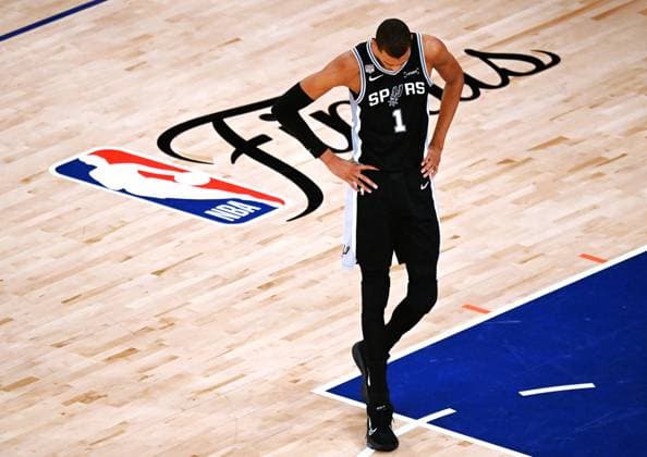 (260611) -- NEW YORK, June 11, 2026 -- Victor Wembanyama of San Antonio Spurs reacts during the final game 4 between New York Knicks and San Antonio Spurs at the 2025-2026 NBA, Basketball Herren, USA basketball game in San Antonio, the United States, June 10, 2026. ) (SP)U.S.-NEW YORK-BASKETBALL-NBA-FINALS-KNICKS VS SPURS WuxXiaoling 