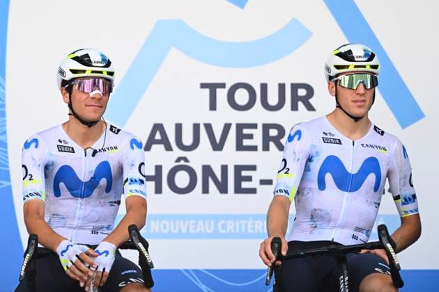 Tour Auvergne - Rhone-Alpes 2026 Stage 5 PARC DES OISEAUX - VILLARS-LES-DOMBES, FRANCE - JUNE 11 : Uijtdebroeks Cian (BEL) of Movistar Team , Castrillo Pablo (ESP) of Movistar Team during stage 5 of the 78th edition of Tour Auvergne - Rhone-Alpes an UCI World Tour 2.UWT cycling road race stage for Men Elite of 195.8 km with start in Saint-Chamond and finish in Parc des Oiseaux - Villars-les-Dombes on June 11, 2026 in Parc des Oiseaux - Villars-les-Dombes, France, 11 06 2026 ( Motordriver Guy De Vuyst - Parc des Oiseaux - Villars-les-Dombes France  Copyright: xVincentxKalutx