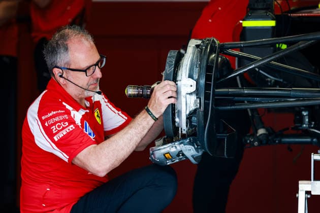 F1 - BARCELONA-CATALUNYA GRAND PRIX 2026 Scuderia Ferrari SF-26, mechanical detail of Carbon Industrie brakes system, and suspensions on the car of HAMILTON Lewis (gbr), mechanic, during the Formula 1 Barcelona-Catalunya Grand Prix 2026, 7th round of the 2026 Formula One World Championship, WM, Weltmeisterschaft from June 12 to 14, 2026 on the Circuit de Barcelona-Catalunya, in Montmelo, Spain - MontmeloSpain  Copyright: xFLORENTxGOODENx