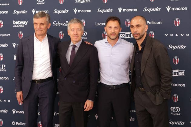 Presentazione del nuovo allenatore del Bologna F.C Domenico Tedesco. Nella foto con Sartori,Fenucci e Di Vaio - Bologna 11 Giugno 2026 - Bologna - Italia (Photo Alessandro Ruggeri LaPresse) Presentation of the new Bologna F.C. coach, Domenico Tedesco - Bologna, June 11, 2026 - Bologna - Bologna - Italy (Alessandro Ruggeri LaPresse )  Copyright: xAlessandroxRuggeri LaPressex