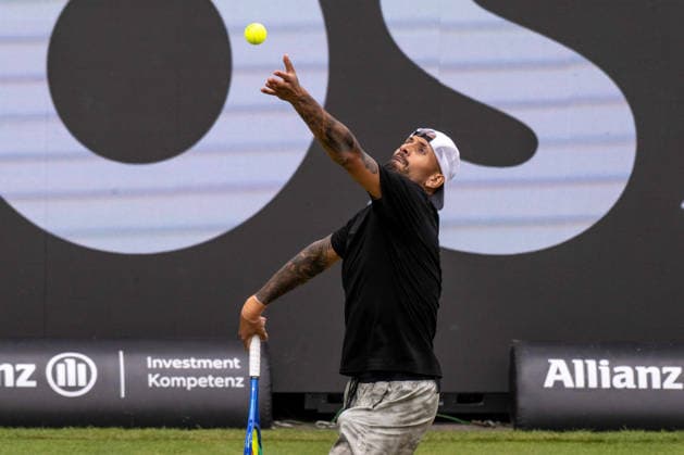 Nick Kyrgios AUS xettx, Germany, Stuttgart, 11 06 2026, Tennis, Boss Open, Day 6, 2026, Round of 16, S Shimabukuro JPN N Kyrgios AUS , TC Weissenhof, Center Court