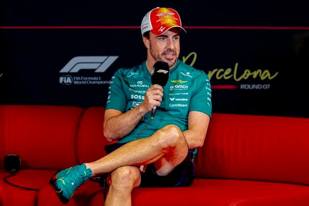 BARCELONA Formula 1 driver Fernando Alonso of Aston Martin Aramco Formula 1 Team during the press conference at the Formula 1 Spain Catalonia at the Circuit de Barcelona Catalunya on June 11, 2026 in Barcelona, Spain Photo by DeFodi Images