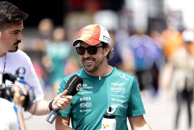 BARCELONA - Fernando Alonso (Aston Martin) speaks to the press at the Circuit de Barcelona-Catalunya during the media day ahead of the Barcelona Grand Prix. SANDER KONING ANP xVIxANPxSportx xxANPxIVx 560740346 originalFilename: 560740346.jpg
