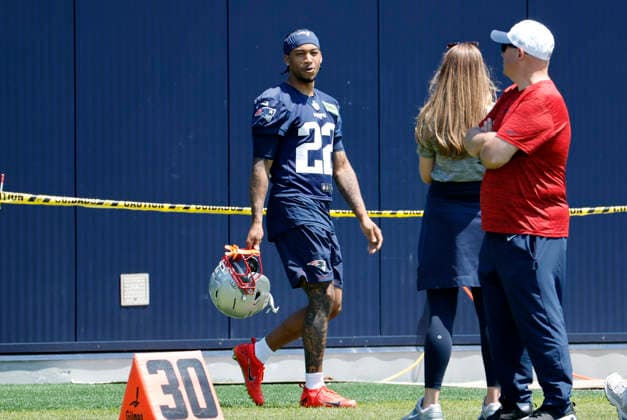 FOXBOROUGH, MA - JUNE 10: Charles Woods 22 of the New England Patriots during New England Patriots Minicamp on June 10, 2026, at Gillette Stadium in Foxborough, Massachusetts. (Photo by Fred Kfoury III Icon Sportswire) NFL, American Football Herren, USA JUN 10 New England Patriots OTA EDITORIAL USE ONLY Icon482260610120