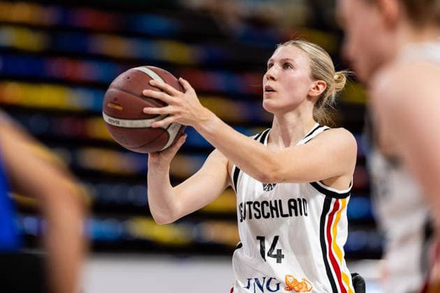 GUADALAJARA, SPAIN - JUNE 11: Lilly-Rose Sellak (Germany, 14) on the freethrow line during the 2026 IWBF Women™s Repechage match between Germany vs. Thailand at Palacio Multiusos de Guadalajara on June 11, 2026 in Guadalajara, Spain. Spain Copyright: xSteffiexWunderlx