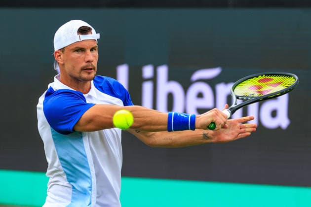 2026-06-11 - Libema Open 2026 ROSMALEN, NETHERLANDS - JUNE 11: Marton Fucsovics of Hungary during the Libema Open 2026 at the Autotron on June 11, 2026 in Rosmalen, Netherlands Rosmalen Autotron Netherlands Content not available for redistribution in The Netherlands directly or indirectly through any third parties. Copyright: xMarcelxvanxPlateringenx