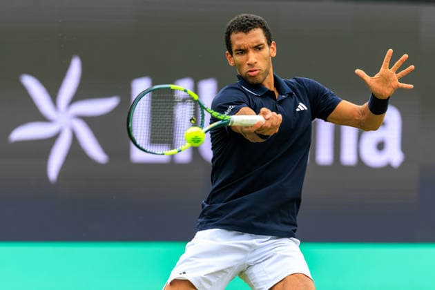 2026-06-11 - Libema Open 2026 ROSMALEN, NETHERLANDS - JUNE 11: Felix Auger-Aliassime of Canada during the Libema Open 2026 at the Autotron on June 11, 2026 in Rosmalen, Netherlands Rosmalen Autotron Netherlands Content not available for redistribution in The Netherlands directly or indirectly through any third parties. Copyright: xMarcelxvanxPlateringenx