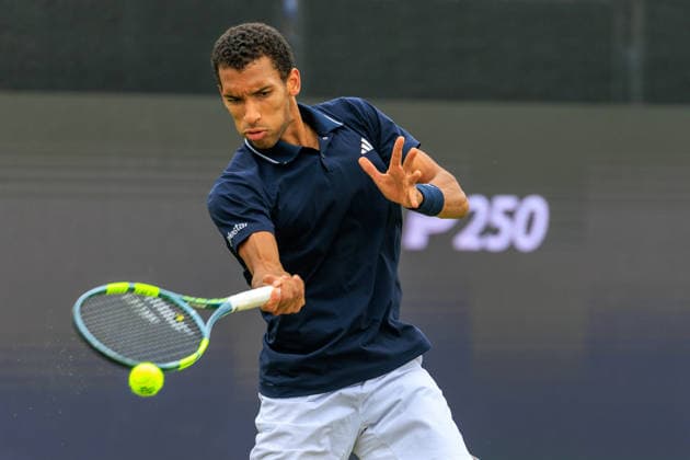 2026-06-11 - Libema Open 2026 ROSMALEN, NETHERLANDS - JUNE 11: Felix Auger-Aliassime of Canada during the Libema Open 2026 at the Autotron on June 11, 2026 in Rosmalen, Netherlands Rosmalen Autotron Netherlands Content not available for redistribution in The Netherlands directly or indirectly through any third parties. Copyright: xMarcelxvanxPlateringenx