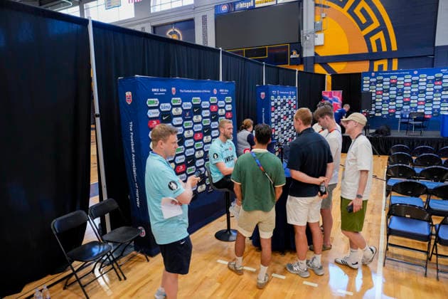 World Cup 2026 Greensboro, USA 20260611 Morten Thorsby at a press conference with the Norwegian men s national football team at The University of North Carolina Greensboro UNCG Photo Fredrik Varfjell NTB Greensboro United States EDITORIAL USE ONLY RESTRICTED USE FOR BETTING COMPANIES  Copyright: xFredrikxVarfjellx xNTBx