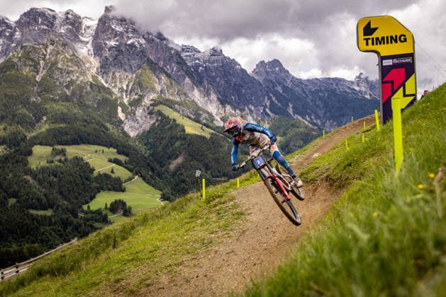 Whoop UCI Mountain Bike World Series Leogang Downhill BAUMANN Lisa COMMENCAL SCHWALBE BY LES ORRESat Whoop UCI Mountain Bike World Series Leogang Downhill, 11 06 2026,in Leogang,AUT Photo Sebastian Sternemann