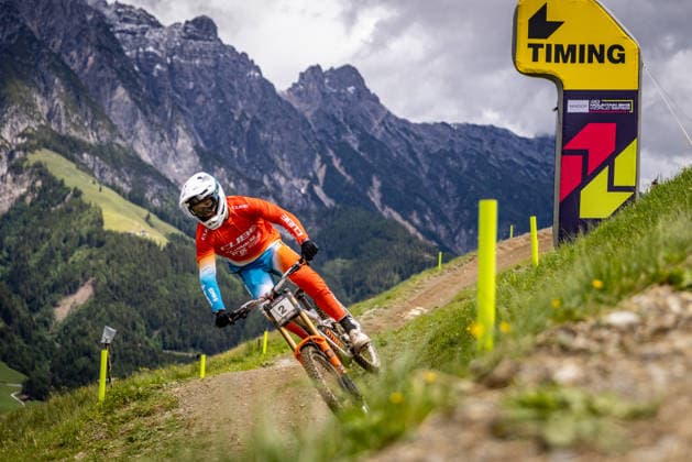Whoop UCI Mountain Bike World Series Leogang Downhill HICKMAN Kasper CUBE FACTORY RACINGat Whoop UCI Mountain Bike World Series Leogang Downhill, 11 06 2026,in Leogang,AUT Photo Sebastian Sternemann