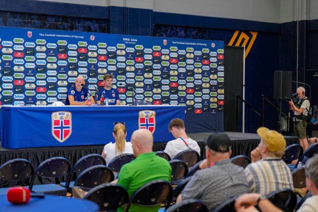 World Cup 2026 Greensboro, USA 20260611 National team coach Stale Solbakken during a press conference with the Norwegian men s national football team at The University of North Carolina Greensboro UNCG Photo Fredrik Varfjell NTB Greensboro United States EDITORIAL USE ONLY RESTRICTED USE FOR BETTING COMPANIES  Copyright: xFredrikxVarfjellx xNTBx