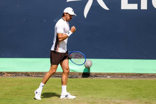 ROSMALEN, NETHERLANDS - JUNE 11: Benjamin Bonzi of France reacts in his Men s Singles Second Round match against Ugo Humbert of France during Day 4 of the Libema Open Grass Court Championships at the Autotron on June 11, 2026 in Rosmalen, Netherlands.  Copyright: xRenexNijhuis MBxMediax