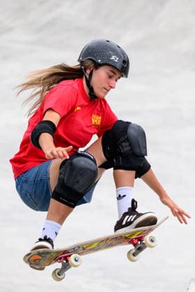 Naia Laso of Spain practices during a training session of the women s park skateboard World Cup at Ostia Park in Rome (Italy), June 11, 2026. andreaxstaccioli
