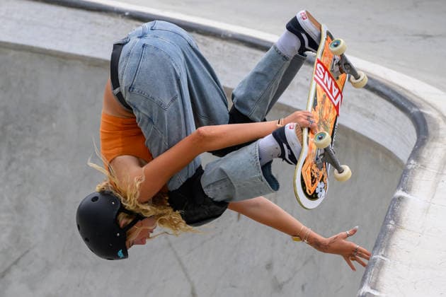 Lillian Erickson of United States of America practices during a training session of the women s park skateboard World Cup at Ostia Park in Rome (Italy), June 11, 2026. andreaxstaccioli