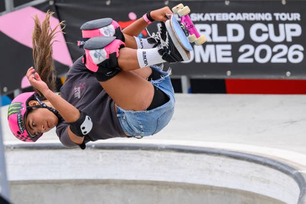Arisa Trew of Australia practices during a training session of the women s park skateboard World Cup at Ostia Park in Rome (Italy), June 11, 2026. andreaxstaccioli