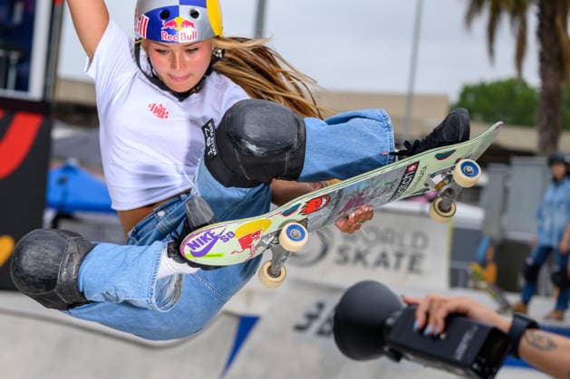Sky Brown of Great Britain practices during a training session of the women s park skateboard World Cup at Ostia Park in Rome (Italy), June 11, 2026. andreaxstaccioli