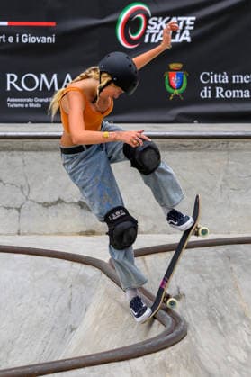 Lillian Erickson of United States of America practices during a training session of the women s park skateboard World Cup at Ostia Park in Rome (Italy), June 11, 2026. andreaxstaccioli