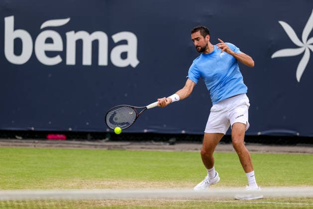 ROSMALEN, NETHERLANDS - JUNE 11: Marin Cilic of Croatia plays a forehand in his Men s Singles Second Round match against Nuno Borges of Portugal during Day 4 of the Libema Open Grass Court Championships at the Autotron on June 11, 2026 in Rosmalen, Netherlands.  Copyright: xRenexNijhuis MBxMediax
