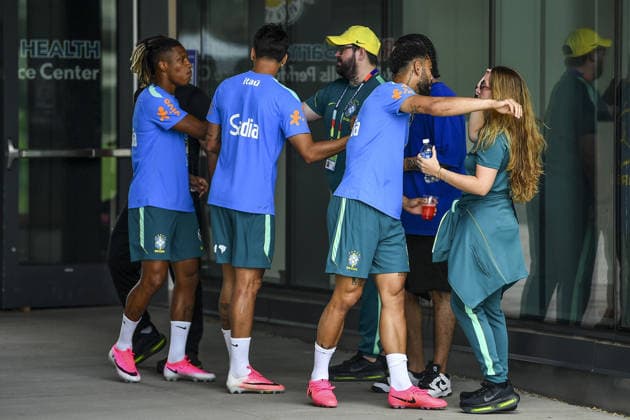 Brazilian Team greets staff before training at their New Jersey base the Columbia Park Training Facility in Morristown, NJ, United States. (Photo by Rebekah Wynkoop SPP)  Copyright: xRebekahxWynkoop SPPx Sportspressphoto_SPR164980