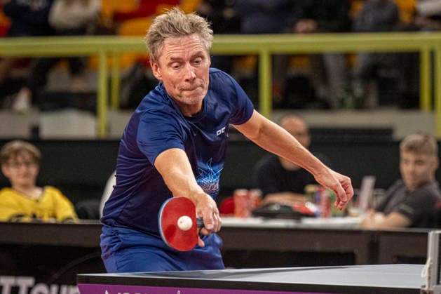 Five-time Table tennis, Tischtennis world champion Jorgen Persson of Sweden took part in table tennis exhibition in Liberec, June 11, 2026. (CTKxPhoto RadekxPetrasek) CTKPhotoP2026061107512  CTKPhotoP2026061107512