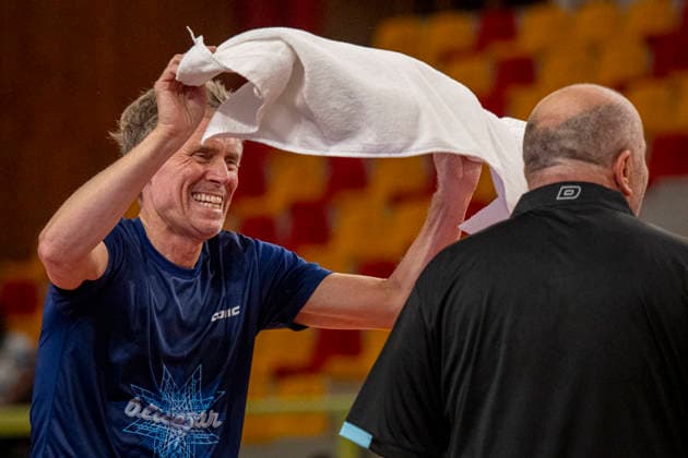 Five-time Table tennis, Tischtennis world champion Jorgen Persson of Sweden took part in table tennis exhibition in Liberec, June 11, 2026. (CTKxPhoto RadekxPetrasek) CTKPhotoP2026061107513  CTKPhotoP2026061107513