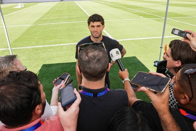FIFA World Cup, WM, Weltmeisterschaft, Fussball 2026 - USA Training Session Christian Pulisic of the United States speaks to the media during a training session for the national team, Nationalteam at the Great Park Sports Complex in Irvine, California, USA, 11 June 2026. IRVINE CALIFORNIA UNITED STATES  Copyright: xCHRISxTORRESx
