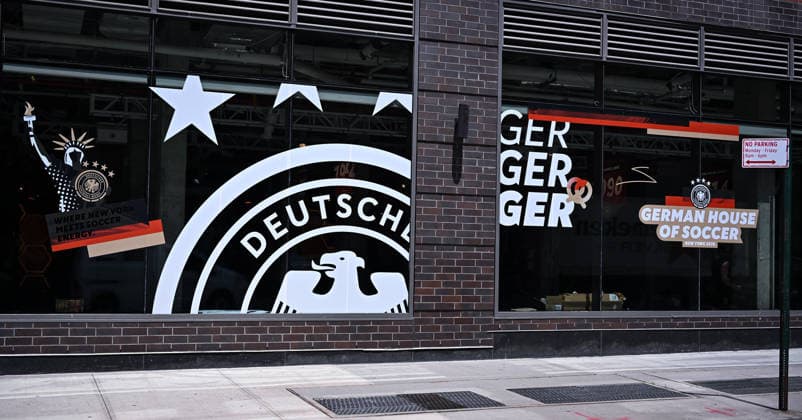 Football FIFA World Cup 2026 11 06 2026 Exterior view of the German House of Soccer in Manhattan New York, Pre Opening at the opening match of the World Cup 2026, Mexico South Africa