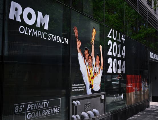 Football FIFA World Cup 2026 11 06 2026 Exterior view of the German House of Soccer in Manhattan New York, Pre Opening at the opening match of the World Cup 2026, Mexico South Africa, first German World Cup victory 1954 in Bern Switzerland and the second German World Cup victory 1974 in Munich