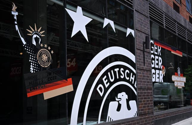 Football FIFA World Cup 2026 11 06 2026 Exterior view of the German House of Soccer in Manhattan New York, Pre Opening at the opening match of the World Cup 2026, Mexico South Africa