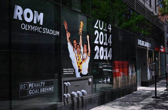 Football FIFA World Cup 2026 11 06 2026 Exterior view of the German House of Soccer in Manhattan New York, Pre Opening at the opening match of the World Cup 2026, Mexico South Africa, first German World Cup victory 1954 in Bern Switzerland and the second German World Cup victory 1974 in Munich