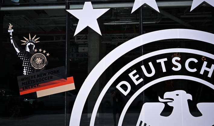 Football FIFA World Cup 2026 11 06 2026 Exterior view of the German House of Soccer in Manhattan New York, Pre Opening at the opening match of the World Cup 2026, Mexico South Africa