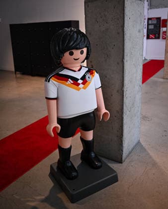 Soccer FIFA World Cup 2026 11 06 2026 German House of Soccer in Manhattan New York, Pre Opening at the opening match of the World Cup 2026, Mexico South Africa, Playmobil figure soccer national player Germany