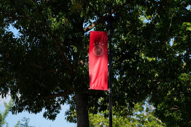 A German Soccer Federation flag flies in front of the W Dennie Spry Soccer Stadium on the campus of Wake Forest University The German national team uses the facility as a training site during their base camp USA, German national soccer team, Base Camp, Winston Salem, 11 06 2026 USA, German national soccer team, Base Camp, Winston Salem, 11 06 2026 Winston Salem Copyright: xEibner-Pressefoto ScottxColemanx EP_SCN