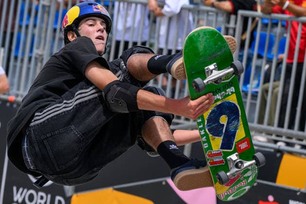 Gui Khury of Brazil practices during a training session of the men s park skateboard World Cup at Ostia Park in Rome (Italy), June 11, 2026. andreaxstaccioli