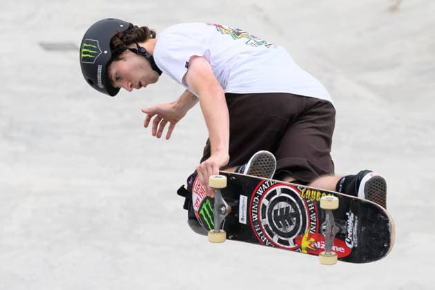 Kalani Staricoff of Brazil practices during a training session of the men s park skateboard World Cup at Ostia Park in Rome (Italy), June 11, 2026. andreaxstaccioli