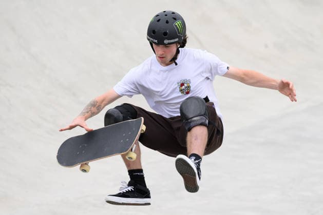Kalani Staricoff of Brazil practices during a training session of the men s park skateboard World Cup at Ostia Park in Rome (Italy), June 11, 2026. andreaxstaccioli