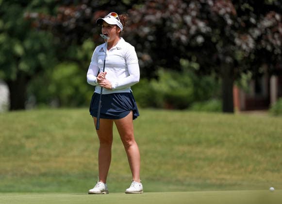 Dow Championship Midland, MI - JUNE 11: Rookie Carolina Melgrati of Italy reacts after putting on the 16th green during the first round of the Dow Championship at Midland Country Club on June 11, 2026 in Midland, Michigan. Midland Michigan United States  Copyright: xAmyxLemusx originalFilename:lemus-dowchamp260611_nph57.jpg